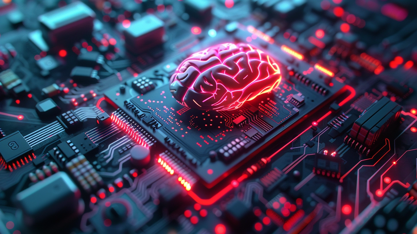 Brain-Chip Technology: Digital board with chess pieces being manipulated via brain signals.