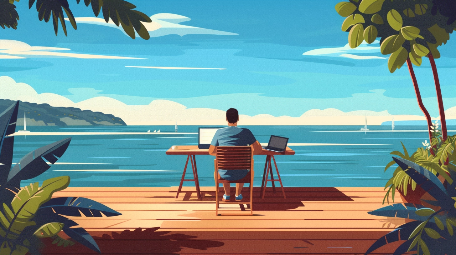 A laptop and coffee cup on a desk, symbolizing the flexibility and productivity of remote work.