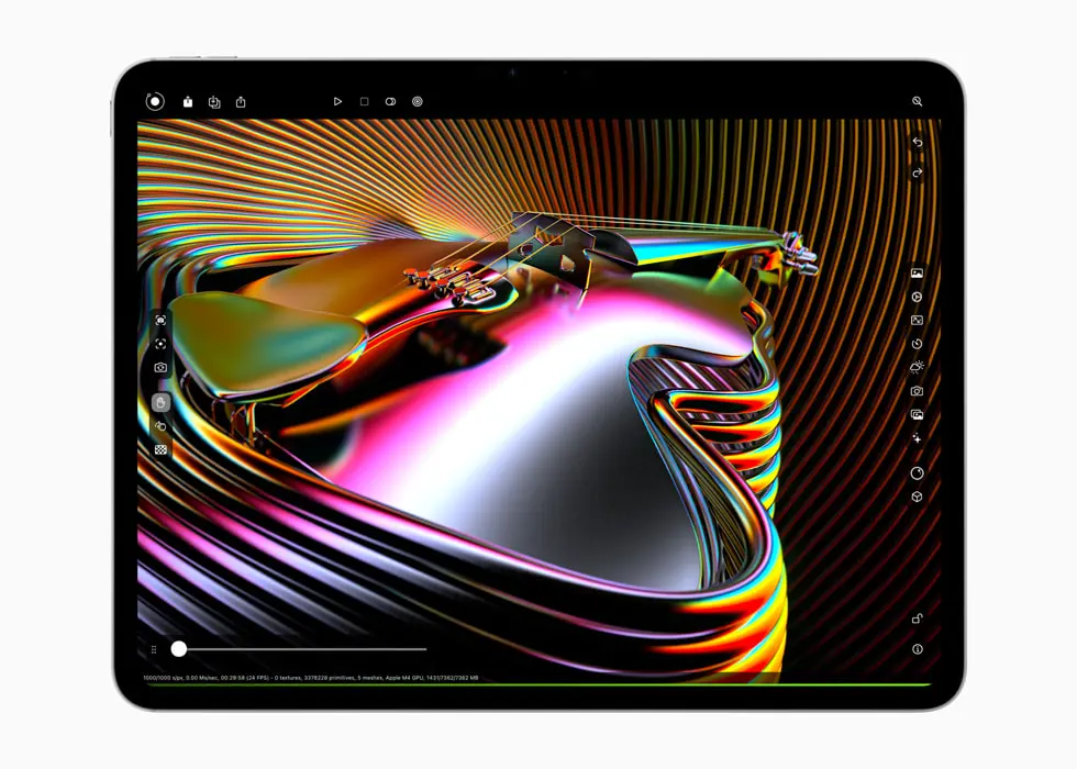 Close-up of the iPad Pro M4's sophisticated dual-camera system and LiDAR scanner.