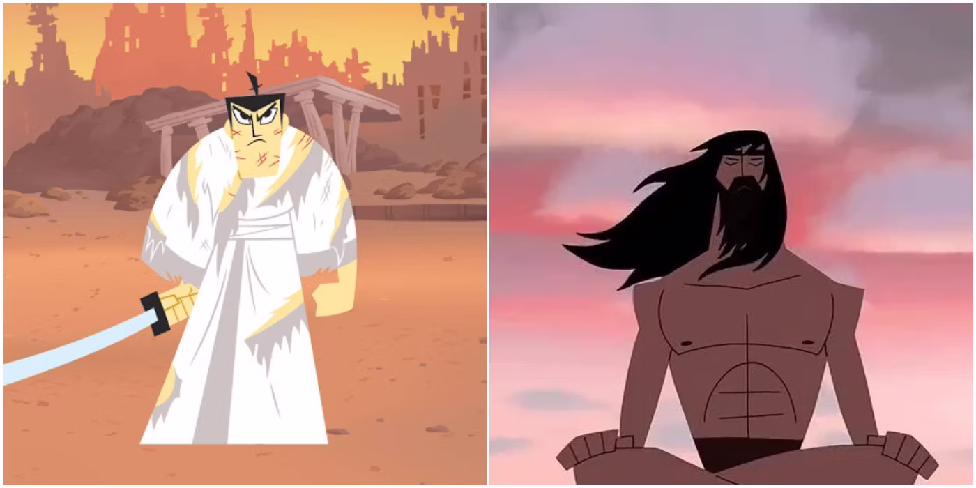 Samurai Jack confronting the demon Aku